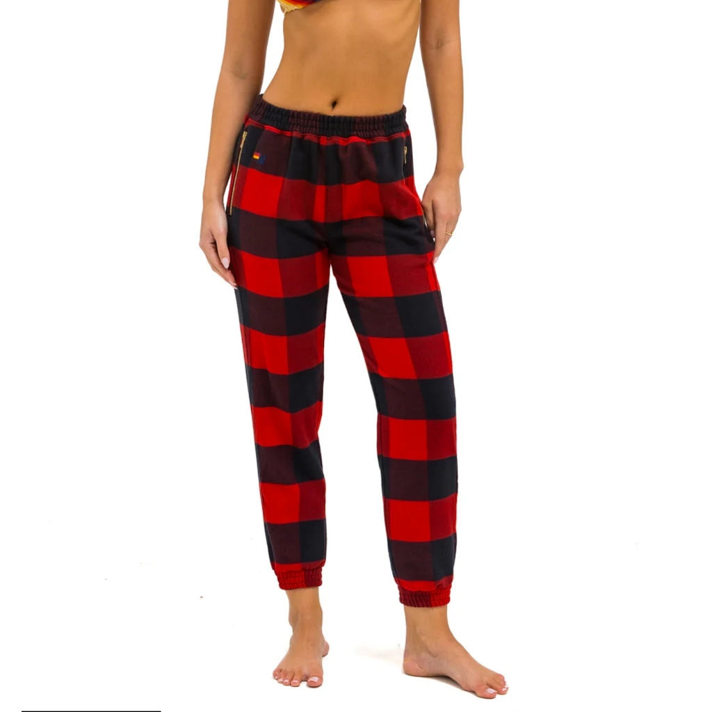 Aviator Nation Red And Black Checkered Joggers